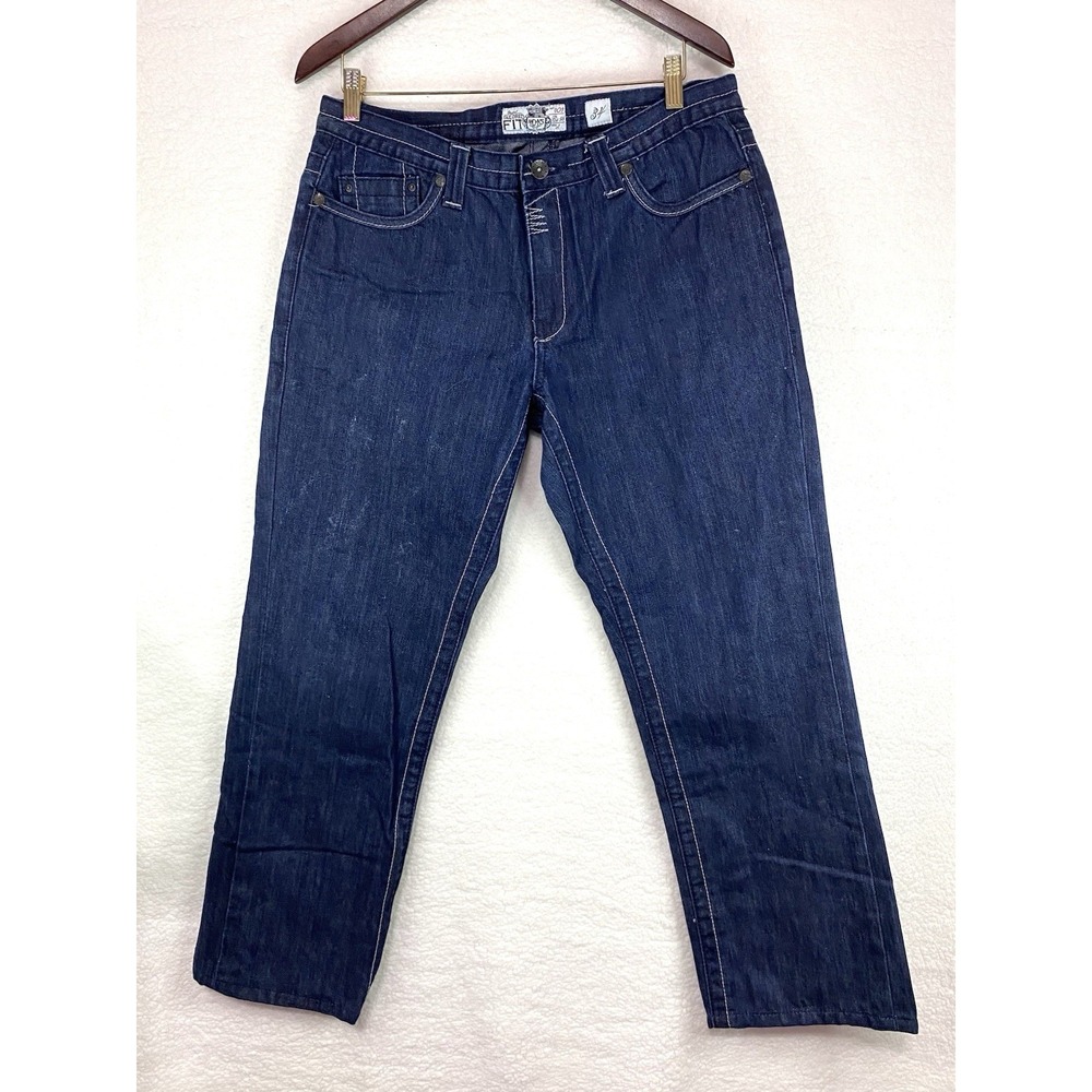 Akademiks Jeans Mens 34x29 Dark Blue Tailored Fit Dark Wash Denim Pants